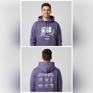 Vintage Kodak Camera Hoodie Purple Small Streetwear Photography Y2K Photo Vibe